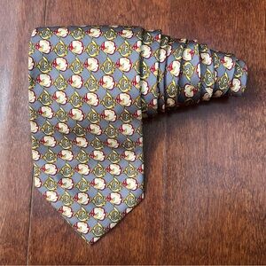 Como House Italy Stylish Gray Nautical Fish Patterned Men's Tie, 100% Silk